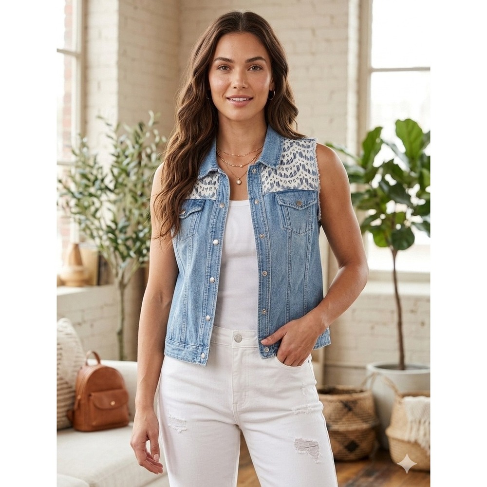 New Directions Denim Vest Womens‎ 2X Blue Excellent